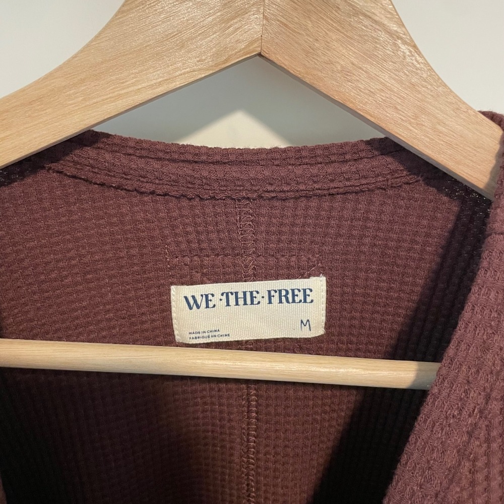 Free People We The Free All In Cuff Knit Waffle Thermal Top Medium - Picture 5 of 7